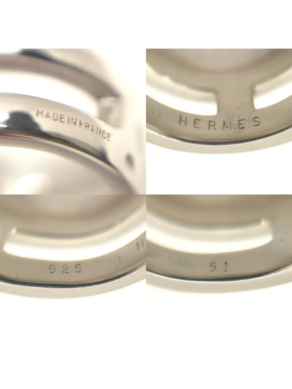 Hermes Medor Ring 51 Moonstone Diamond Sterling Silver Vintage